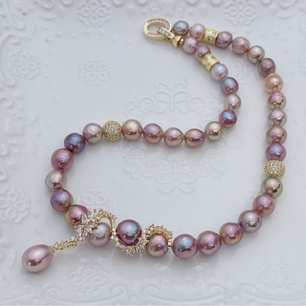 X717 Handmade High Quality Edison Freshwater Baroque Pearl Necklace